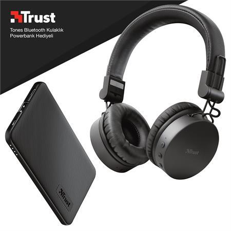 Trust Tones Siyah Bluetooth Kulak Üstü Kulaklık Powerbank Hediyeli