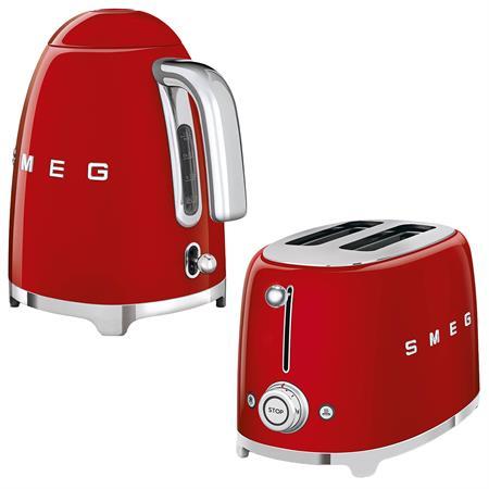 Smeg Kırmızı Kettle ve 1x2 Ekmek Kızartma Makinesi Seti