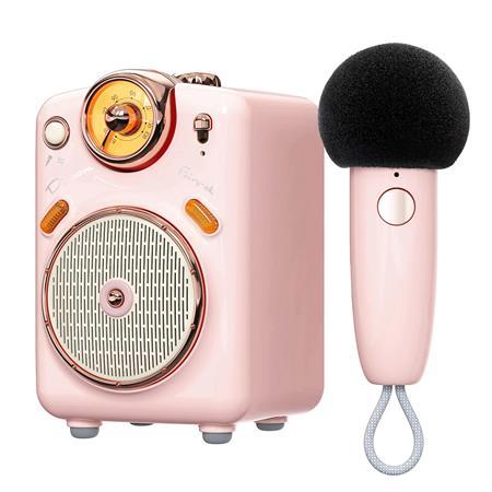 Divoom Fairy-OK Karaoke Mikrofonlu FM Radyolu Taşınabilir Pembe Bluetooth Hoparlör