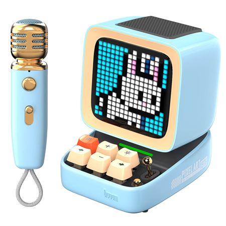 Divoom Ditoo Mic Piksel Ekranlı Karaoke Mikrofonlu Mavi Bluetooth Hoparlör